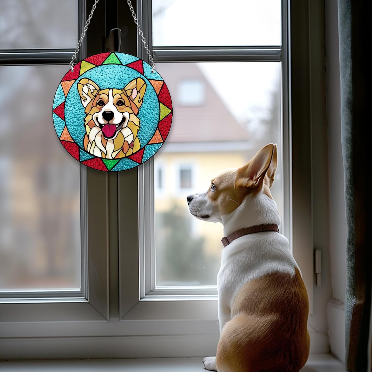 Dog Memorial Suncatcher, Stained Glass Corgi Gift Pet Memorial Ornament - Loss of Dog Sympathy Gift - Christmas Ornament for Women Men - Image 7
