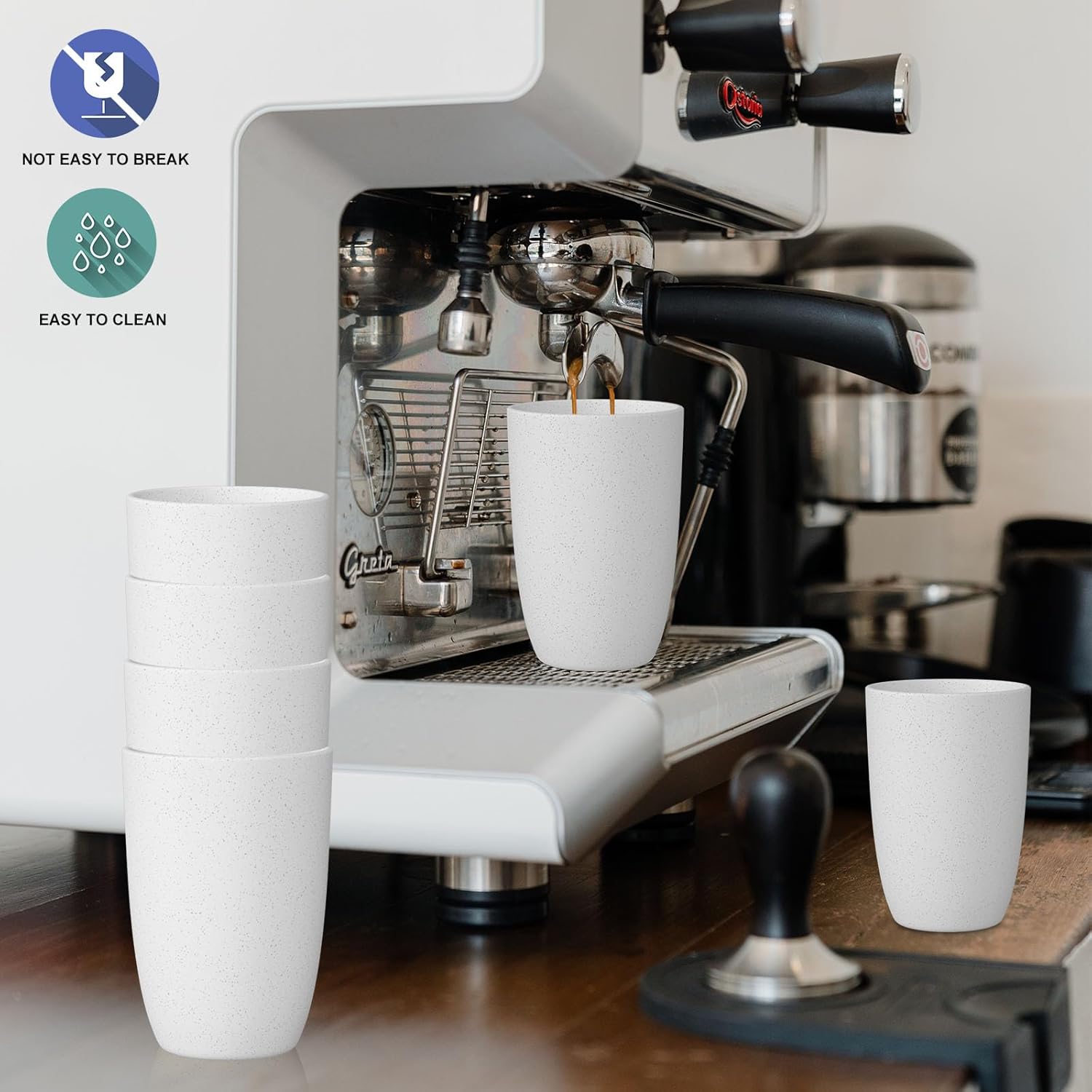 Wrova Wheat Straw Cups 6 Set of 6 Good Alternative to Plastic Reusable Cups 20 oz Unbreakable Drinking Cup Reusable Dishwasher Safe Water Plastic Glasses - White - Image 8