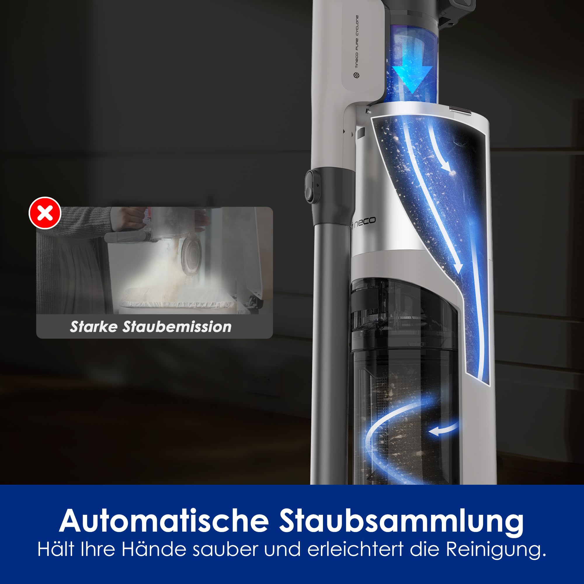 Tineco Pure ONE Station 5 PRO Akkusauger, Auto-Empty, 200AW Saugleistung