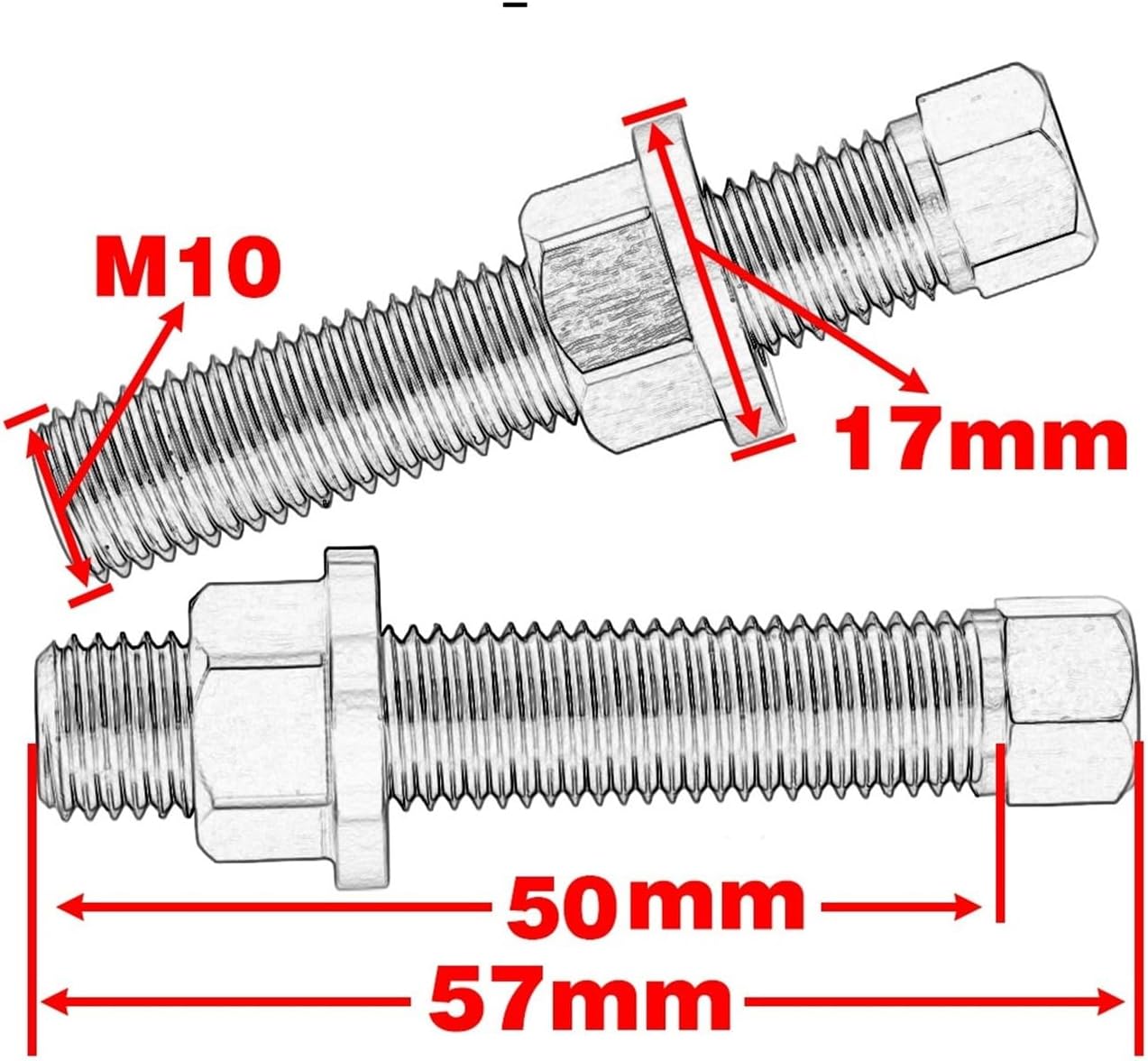 Chain Adjuster Bolt Compatible with XC XC-F XC-W SX SX-F EXC EXC-F Six Days TPI Adventure Duke Enduro SXS SMC R Gas M10x50(Blue)