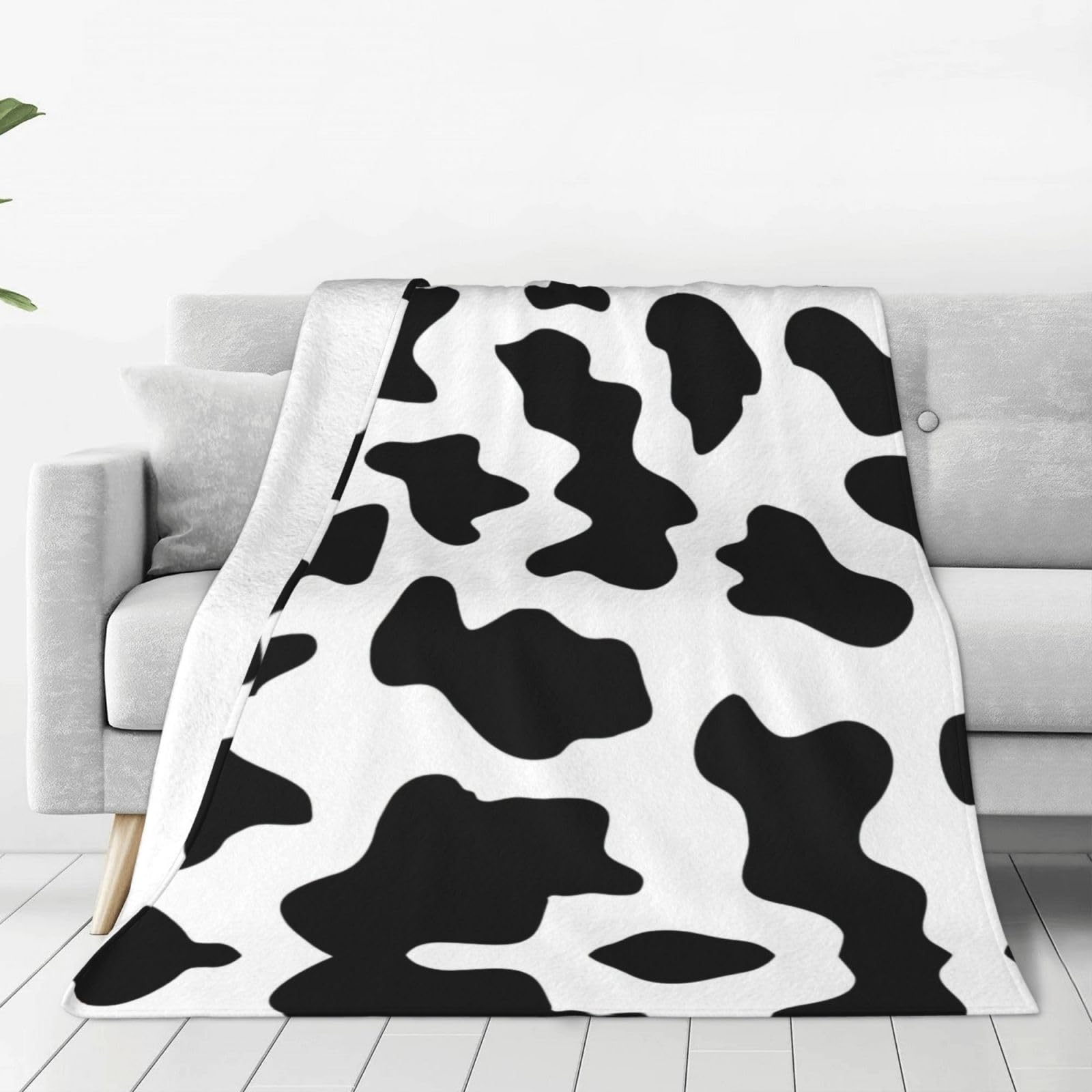 Couverture polaire légère motif vache jeté de canapé et couvre-lit adulte