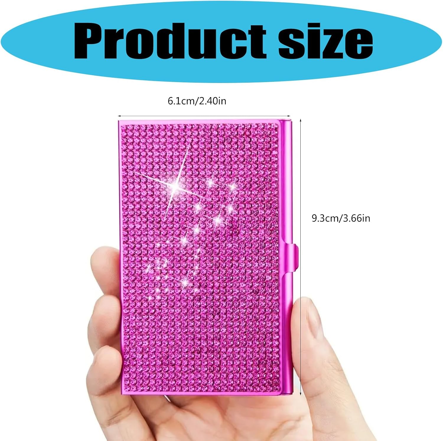 Rhinestones Business Card Case Metal Name Card Case Business Organizers Pocket Wallet for Men Women Metal