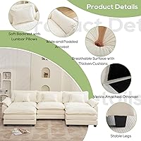 Vista 6 de 120" Modular Sectional Sofa, Comfy Cloud Couch Sectional Sofa with Ottoman, Chenille Sofa Sleeper Deep Seat Sofa with Throw Pillows for Living Room