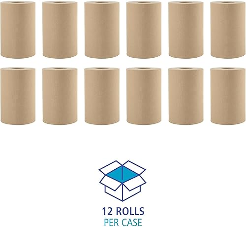 Miniatura 3 de Boardwalk 6252 Toallas de papel Hardwound, 8 pulgadas x 350 pies, 1 capa natural (caja de 12 rollos)
