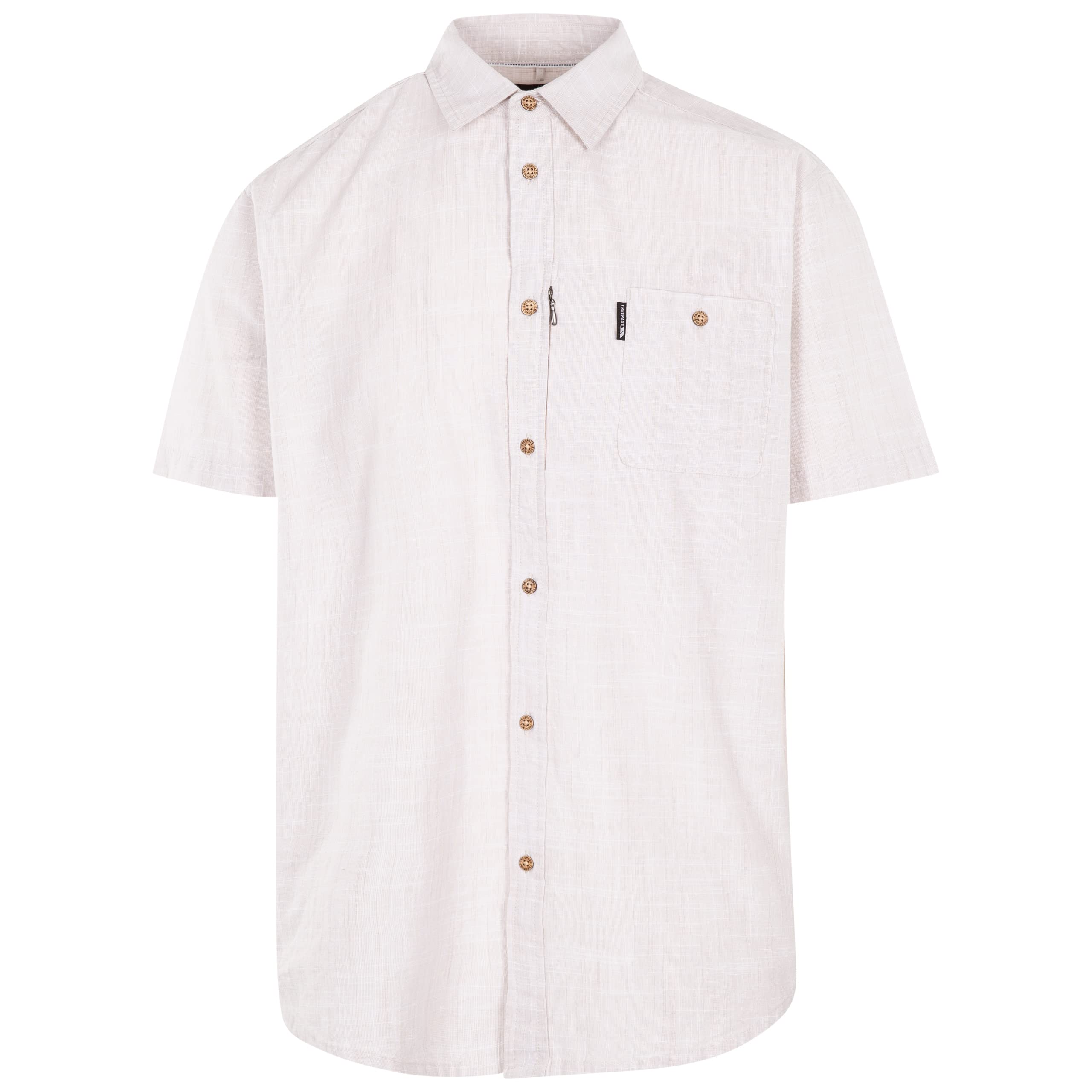 Trespass (L, Oatmilk) Mens Shirt Short Sleeve Basham