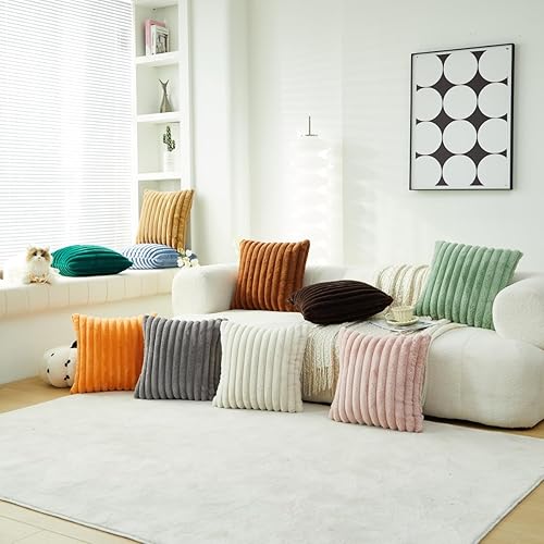 Miniatura 6 de Sunday Praise Juego de 2 fundas de almohada de felpa de piel sintética de doble cara de 18 x 18 pulgadas, fundas decorativas de almohada decorativas