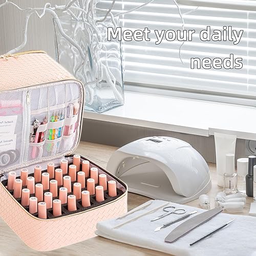 Miniatura 5 de KGMCARE Bolsa de almacenamiento portátil de esmalte de uñas con estuche de luz UV, capacidad para 30 botellas y 1 lámpara LED UV, estuche de secado