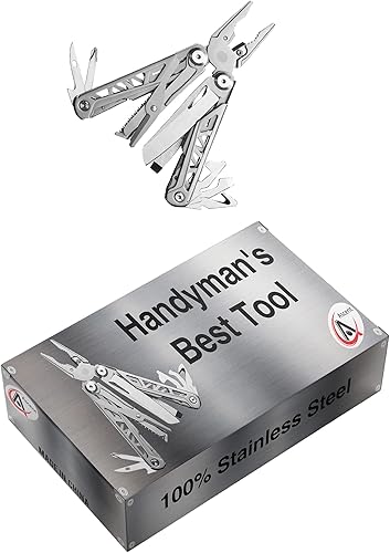 Miniatura 6 de Ascent Handyman - Alicates de herramientas de regalo 15 en 1 multiherramienta para regalo, práctico cuchillo de bolsillo, sierra para abridor de