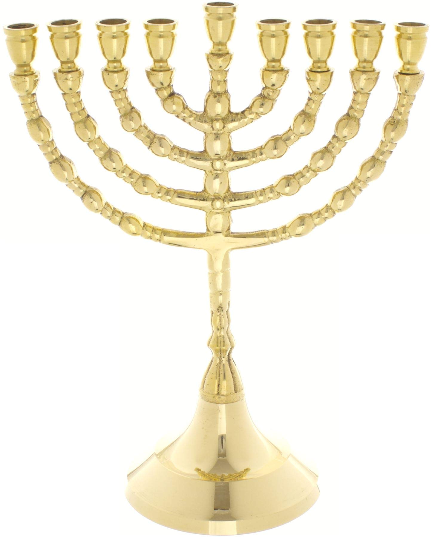 Rimmon Judaica Hanukkah Menorah with 9 Branches, Brass, 18.5cm