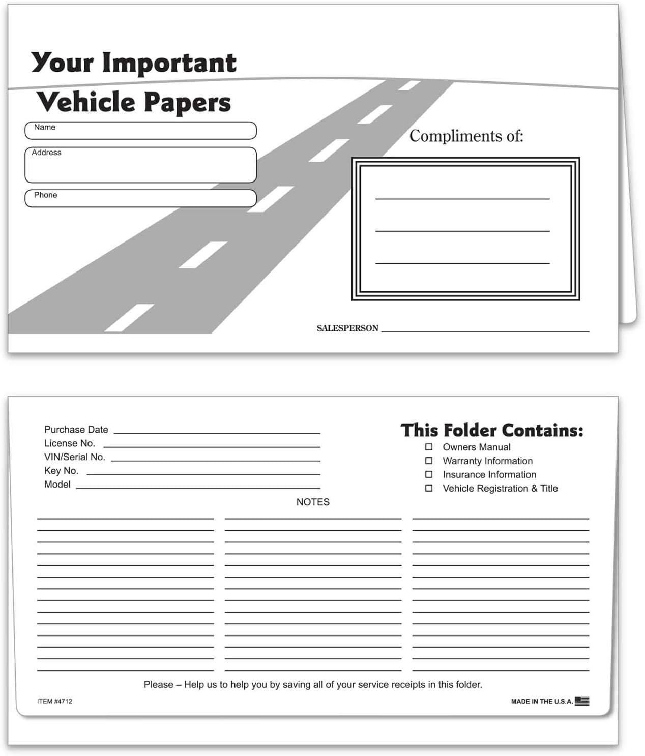 Vehicle Papers Wallets - Car Document Holders (50 per Pack) (Blue)