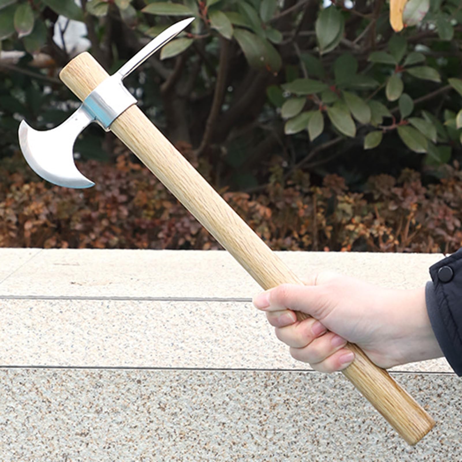 Pioche à double tête en acier inoxydable avec poignée en bois pour creuser, désherber, planter C