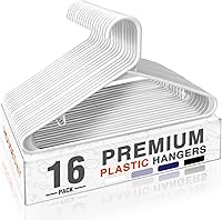 Vista 4 de HOUSE DAY Paquete de 10 perchas de plástico color negro, perchas de plástico con ganchos integrados, percha duradera y fuerte para armario, ahorro