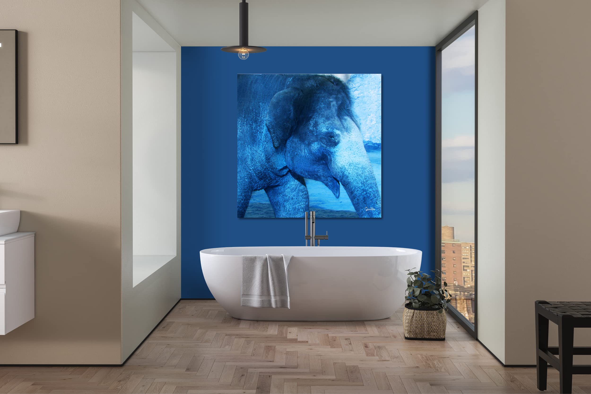 Glücksvilla - Der Elefant 1 - (Acrylglas-Bild 5 mm, 140 x 140 cm) | div. Maße - aus DE - Kunstdruck XXL Deko Wandbild Quadrat - Wildnis Afrika Natur Tier Fotografie