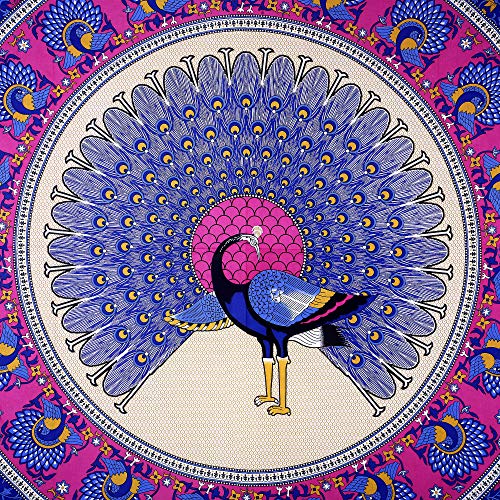 Image of RajasthaniKart Pure 100% Cotton Double Bed Sheet with 2 Pillow Covers (Bedsheet for Double Bed Cotton, Blue More Jaipuri, King Size,732)