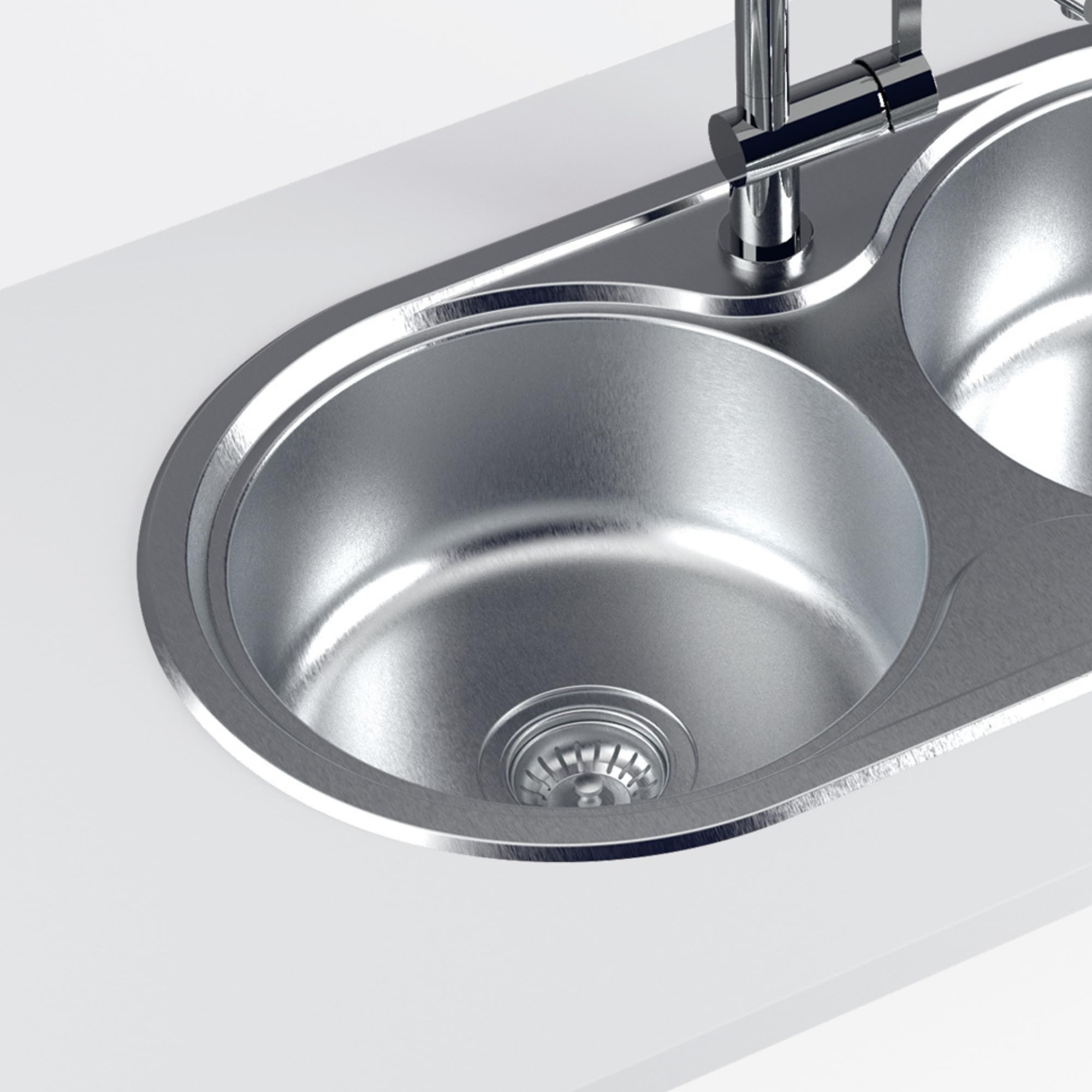 Cata | Fregadero de cocina | Modelo R 2 AG | 2 cubetas redondas | Mueble de 90 cm | Profundidad de 18 cm | Incluye accesorios