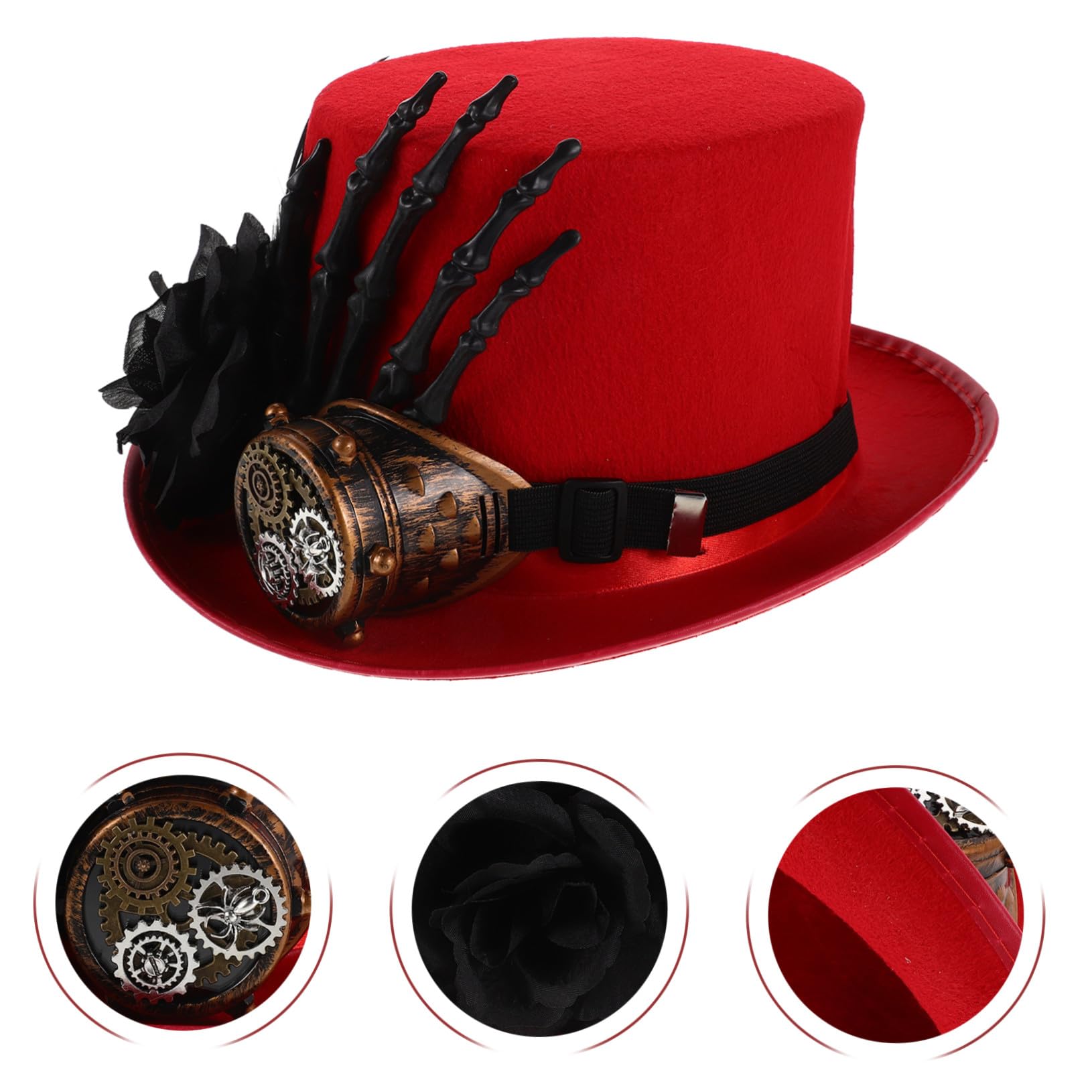 Homoyoyo Sombrero de Copa de Halloween Diseño de Calavera Sombrero Steampunk para Fiesta de Cosplay Unisex Hombres Mujeres