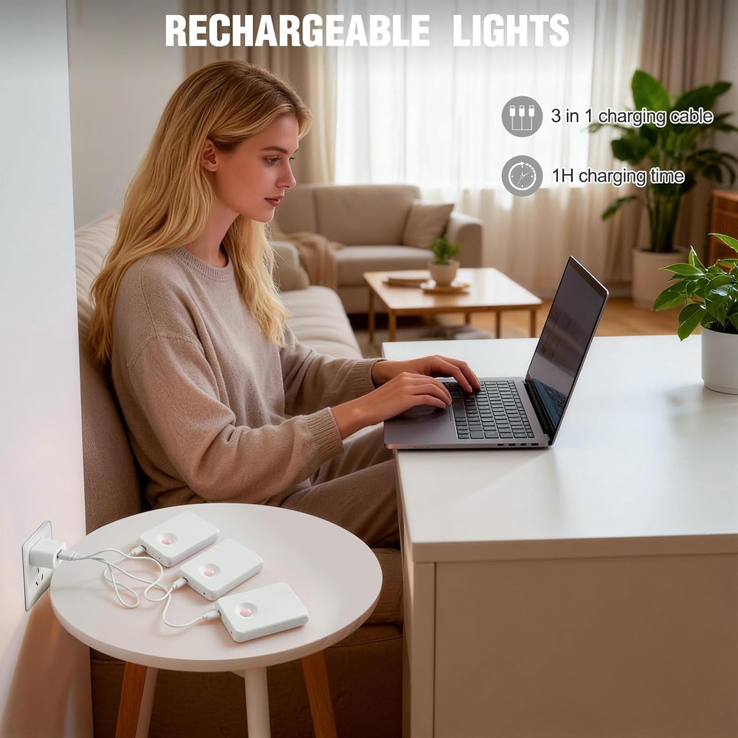 Motion Sensor Stair Lights 2 Pieces LED Magnetic Step Lamp | Adjustable Magnetic Closet Light for Indoor Home Bathroom Cabinets Counter Front Door Hallway Exist Kitchen