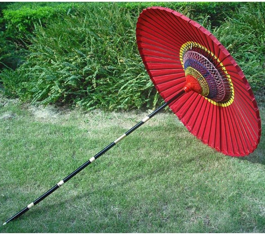 Handmade Oil Paper Patio Umbrella Garden Pool Beach Market Umbrella with Carry Bag Handcrafted Bamboo Market with Hardwood 2-Piece Pole (143cm/4.6ft)