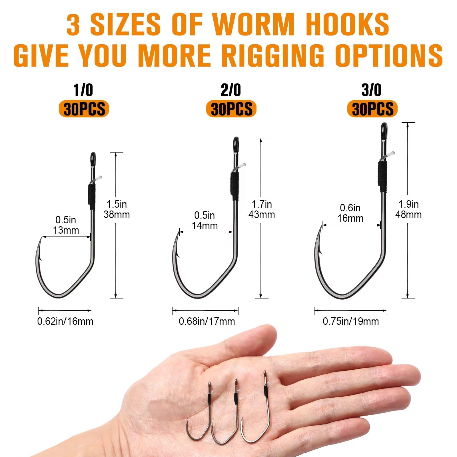 Dovesun Senza Erbacce Amo da Pesca, Texas Rig Ami da Pesca 30 Pz Professionale V Pesce Gatto | Basso Ganci Spinato per Acqua Dolce Acqua Salata 3 Tipi di Ami 1/0 2/0 3/0
