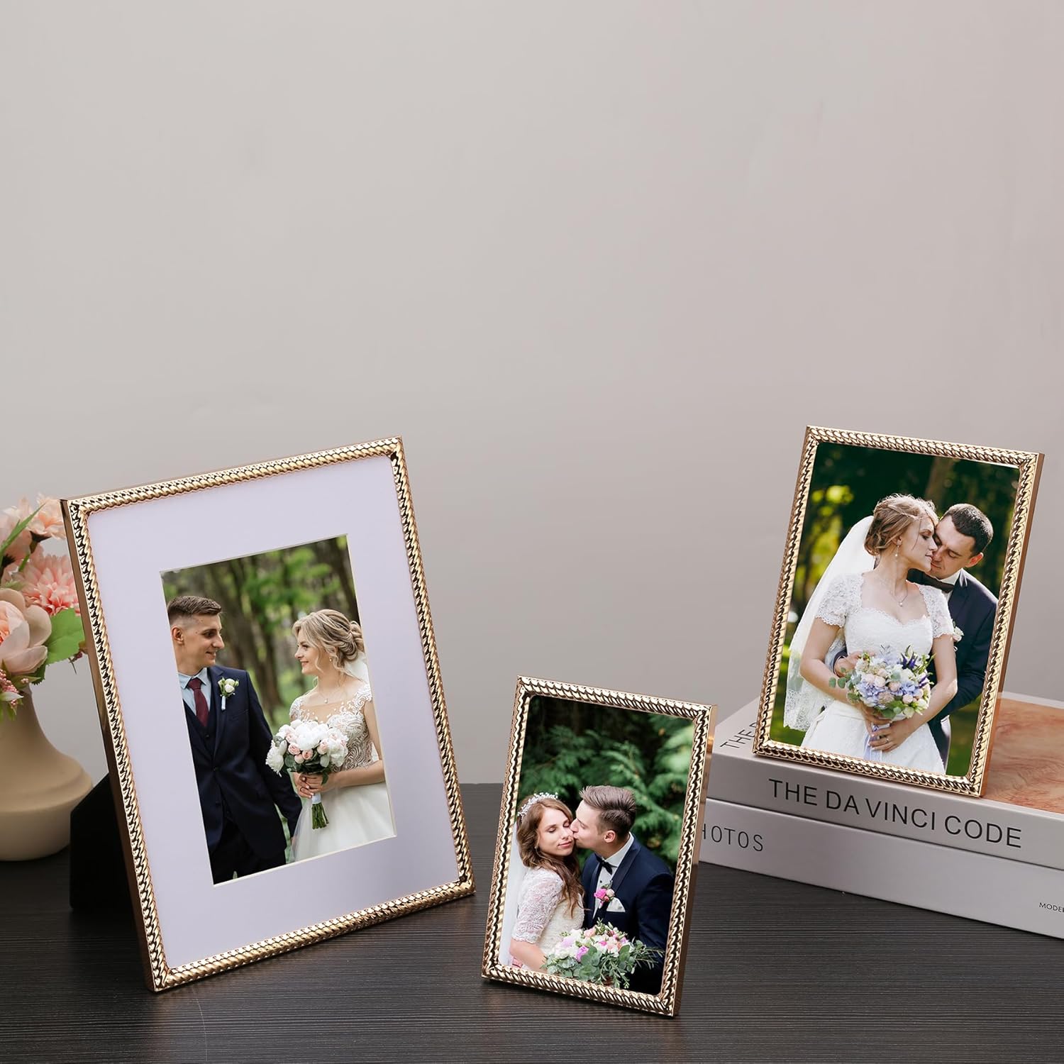 5x7'' Gold Rope Design Metal Picture Frames with Hi Quality Velvet Backing and Real Glass Front,Gold Photo Frame 7x5'' for Desktop Display Or Wall Hanging - Image 4