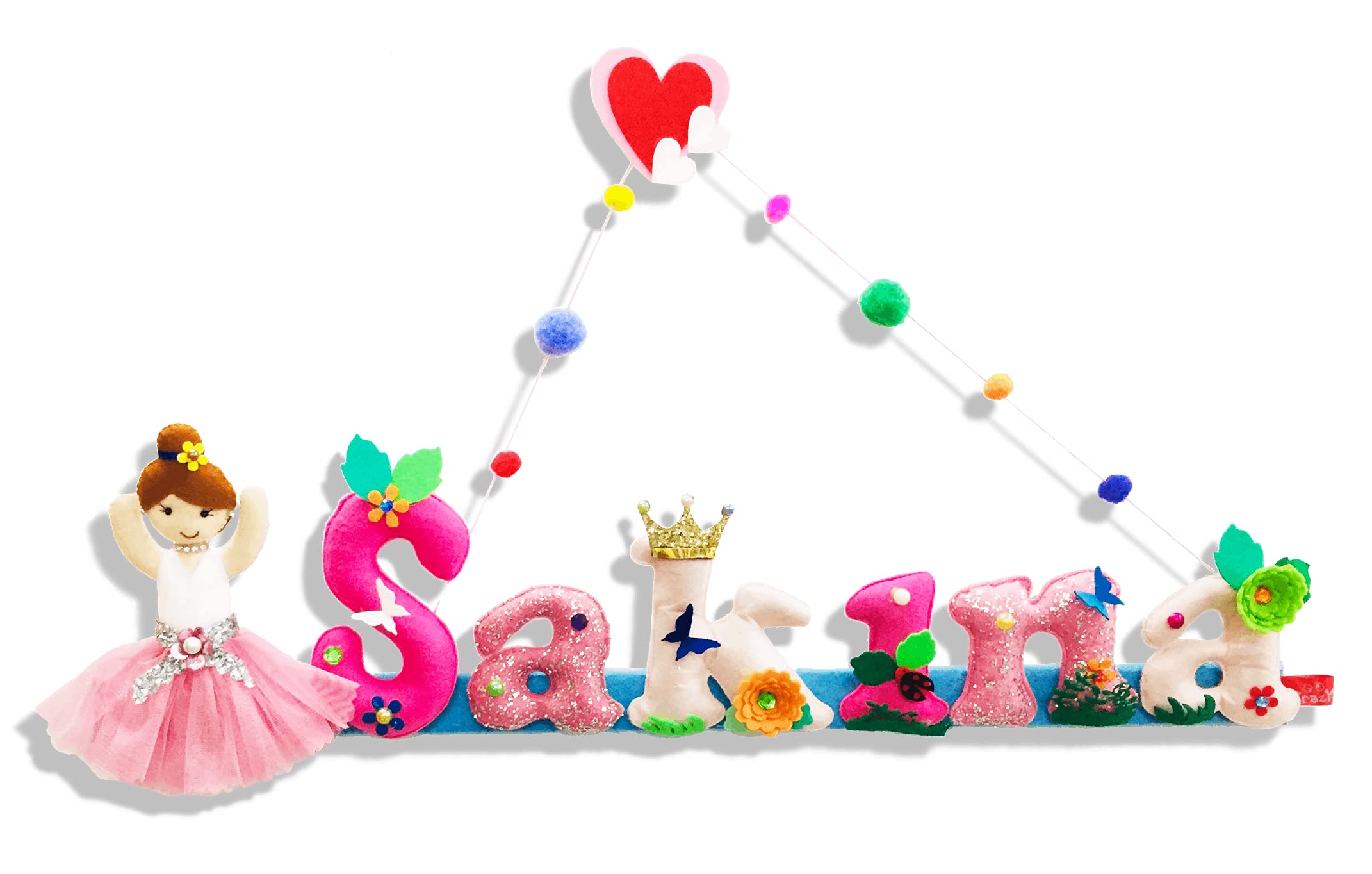 Customized Kids Name Plate for Room, Handmade Kids Name Wall Hanging with Dancing Ballerina Theme for Kids Room Baby Boy, Girl Room Décor, Door Hanger, Name Plate, Wall Plaque, 6 Letter