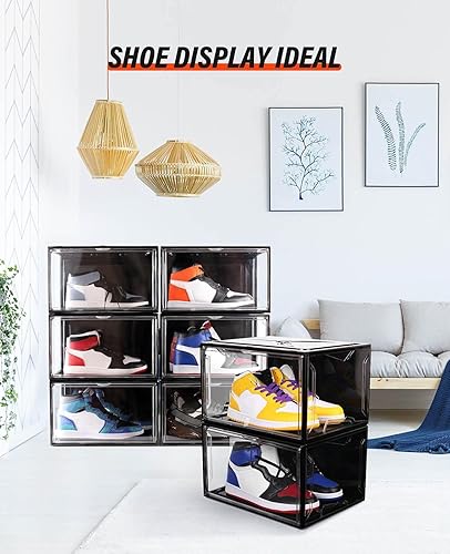 Miniatura 4 de KDOR Cajas de zapatos transparentes apilables, paquete de 3 cajas de almacenamiento de zapatos con tapa magnética, cajas de acrílico transparentes
