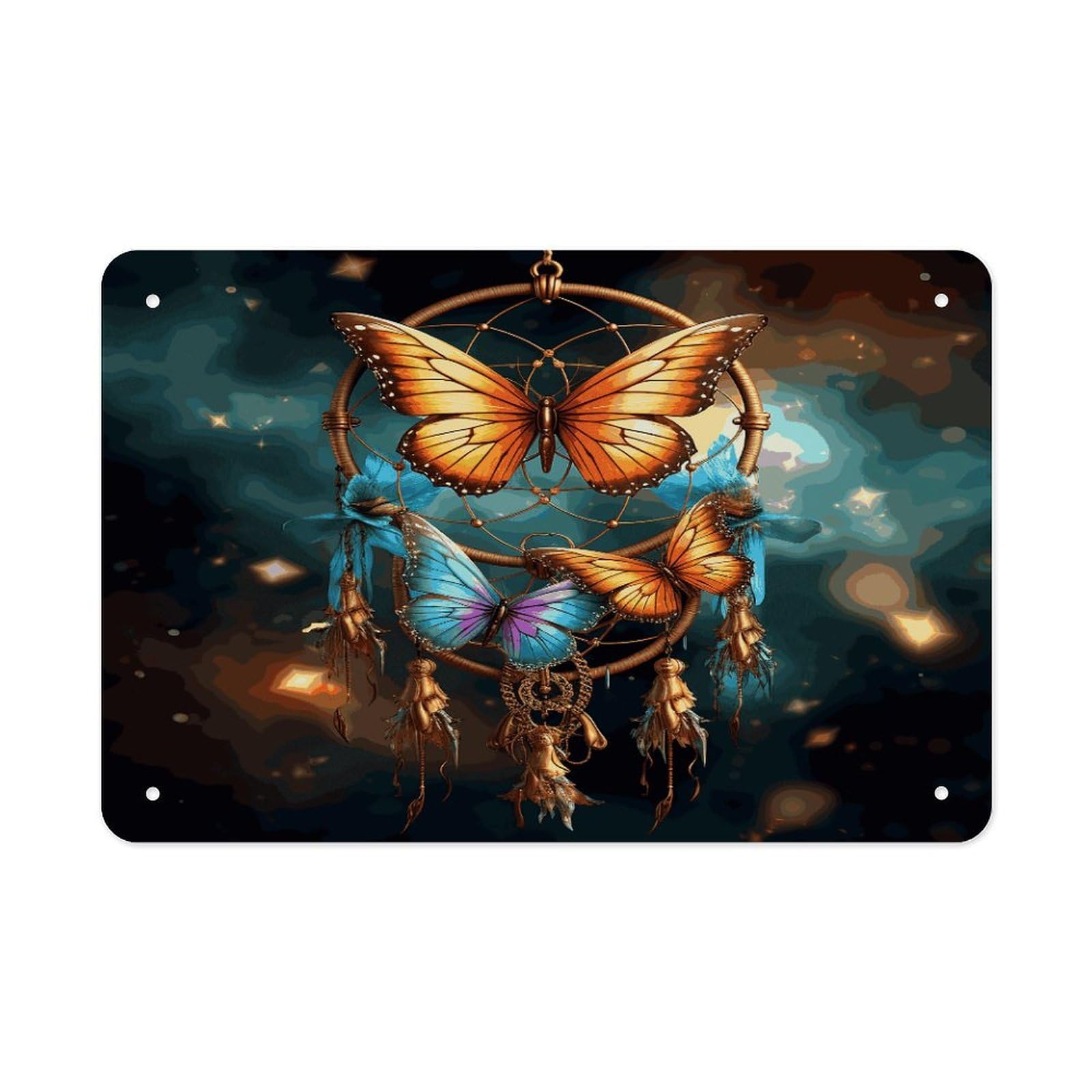 Fodpand Style Dream Catcher Butterfly Wall Art Metal Signs Tin Sign