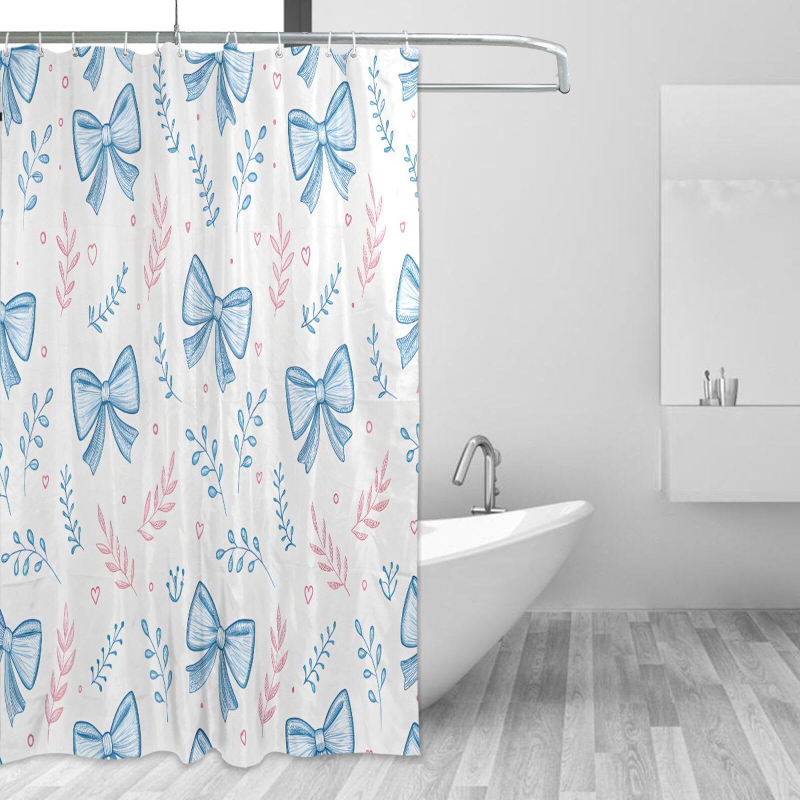 Rideau de douche champignon coloré en tissu lavable avec 12 crochets