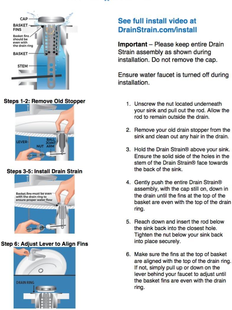 Drain Strain - No-Clog Sink Stopper (Chrome)