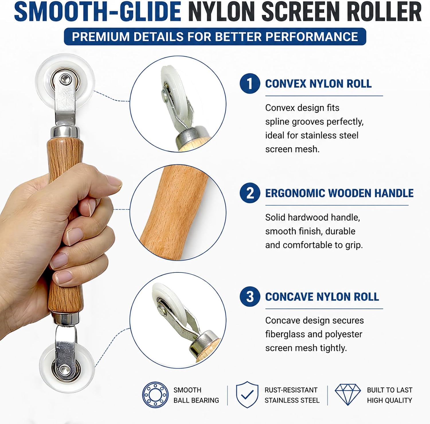3-in-1 Window Screen Tool Kit Including Roller Tool,0.14" x 32.8FT Window Screen Spline with Spline Removal Hook,Screen Rubber Spline Fits 0.12"-0.16" Grooves for Window Screens & Screen Doors