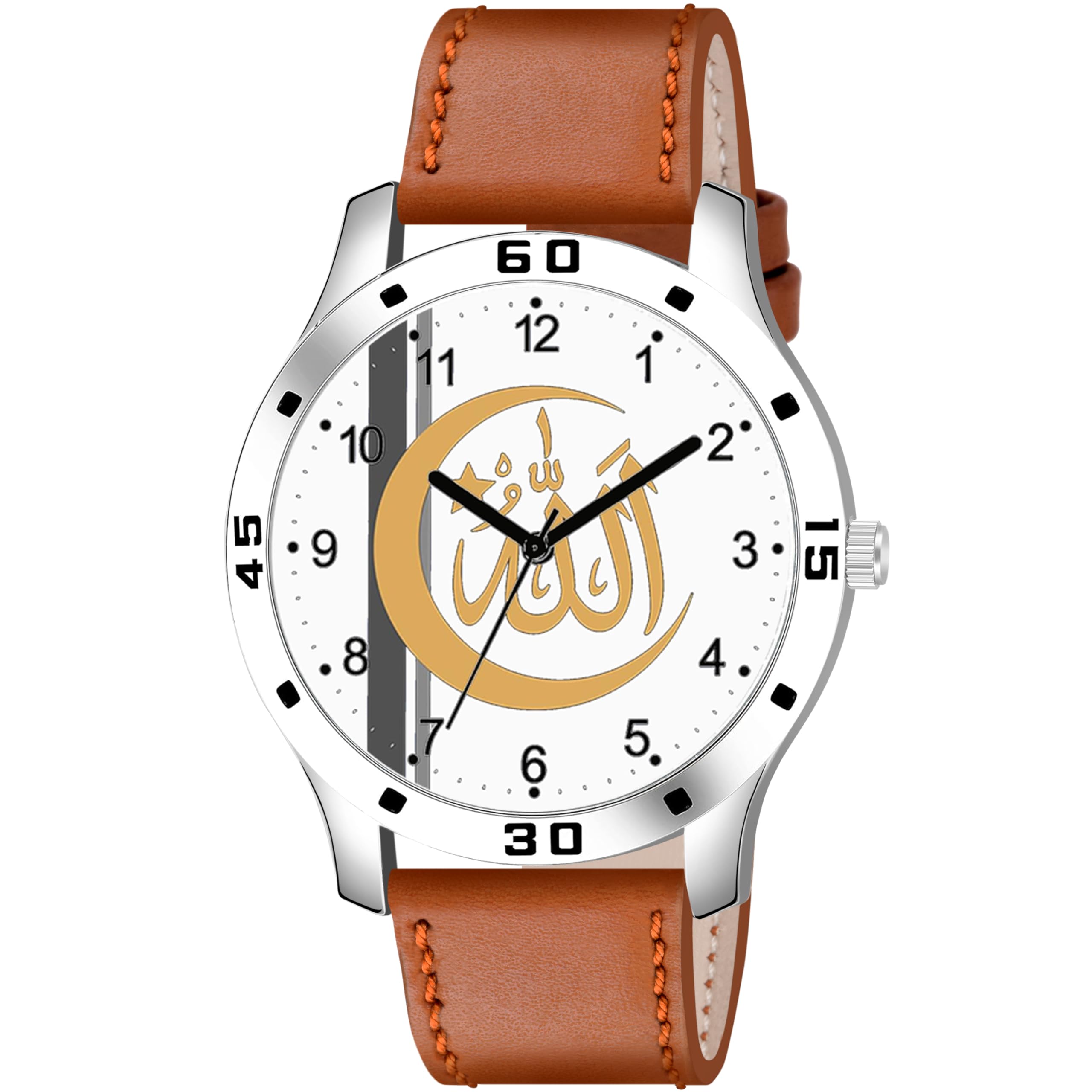KIARVI GALLERY Islamic dial Leather Strap Analog Watch for Boys and Men(Black) (White) (B0CYH879VC) Amazon Price History, Amazon Price Tracker