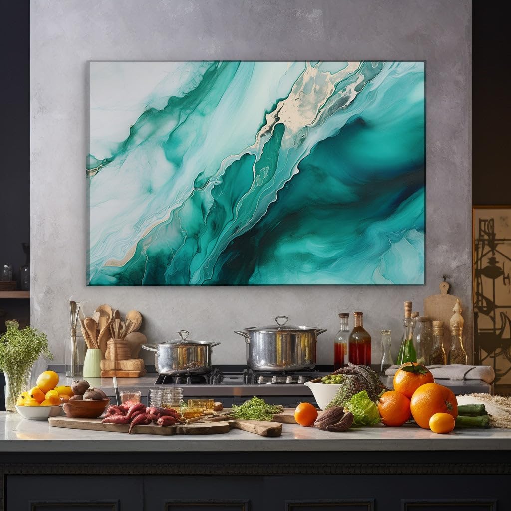 Canvas for Living room. Seascape Serenity in Abstract Hues: Unveiling the Ocean's Majesty Through Color and Motion, 27 x 18 inch Canvas Wall Art - Contemporary Masterpieces - Modern Home Decor