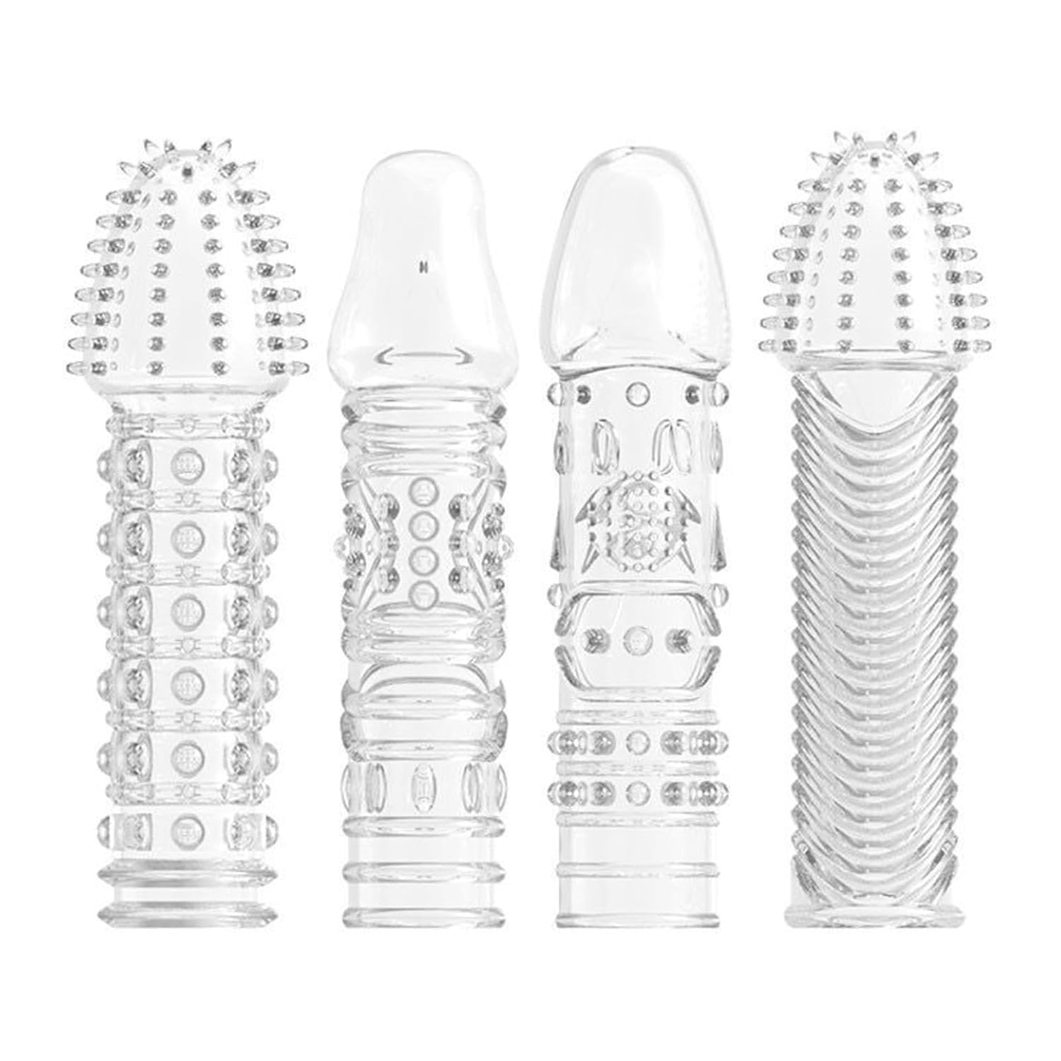 4 Unidades de Preservativo Masculino Transparente Adult Lock com Anel Fino e Manga Estendida para uma Nova Experiência com Seu Parceiro