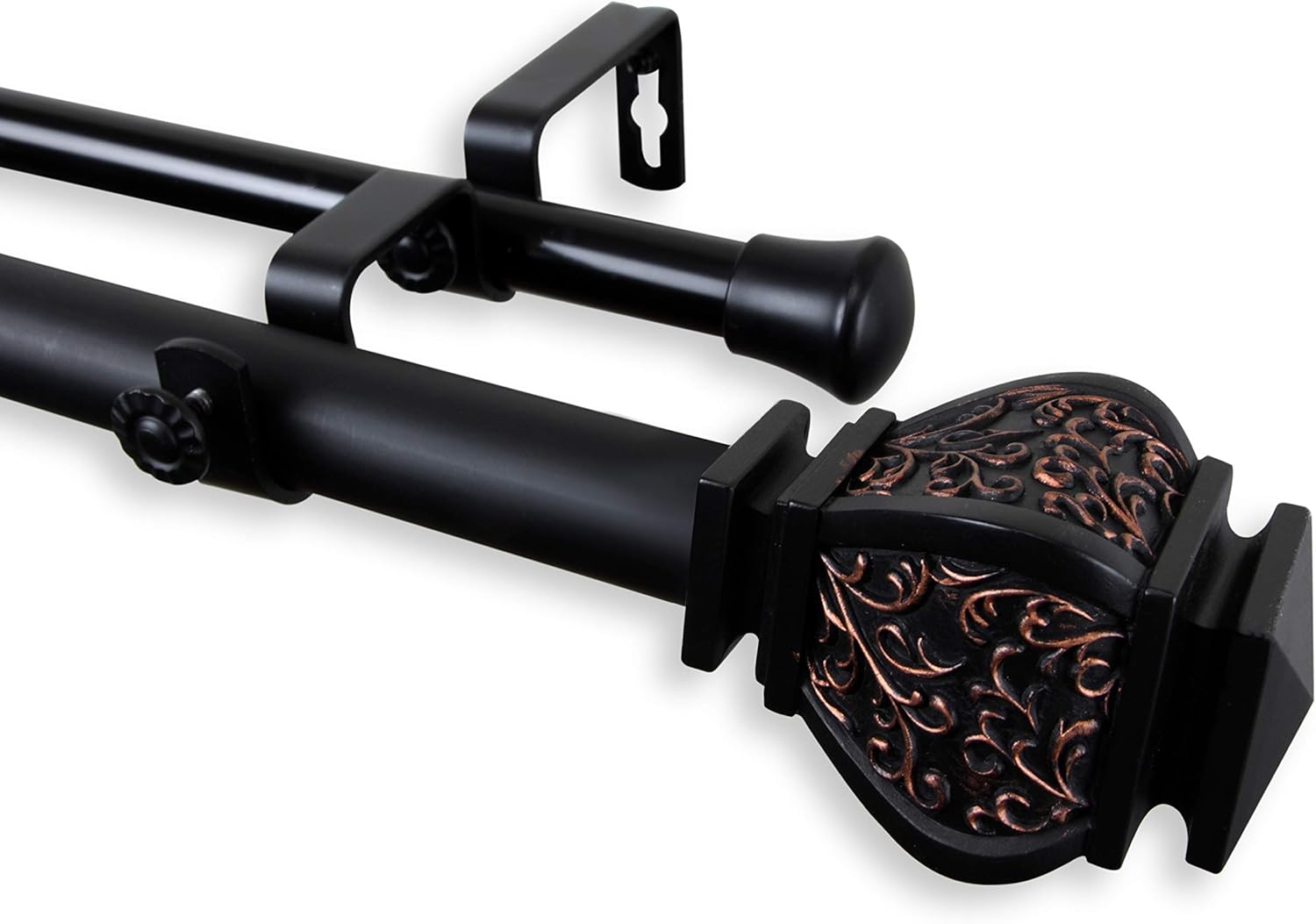 Rod Desyne 1" Jypsiere Double Curtain Rod, 28-48 inch, Black