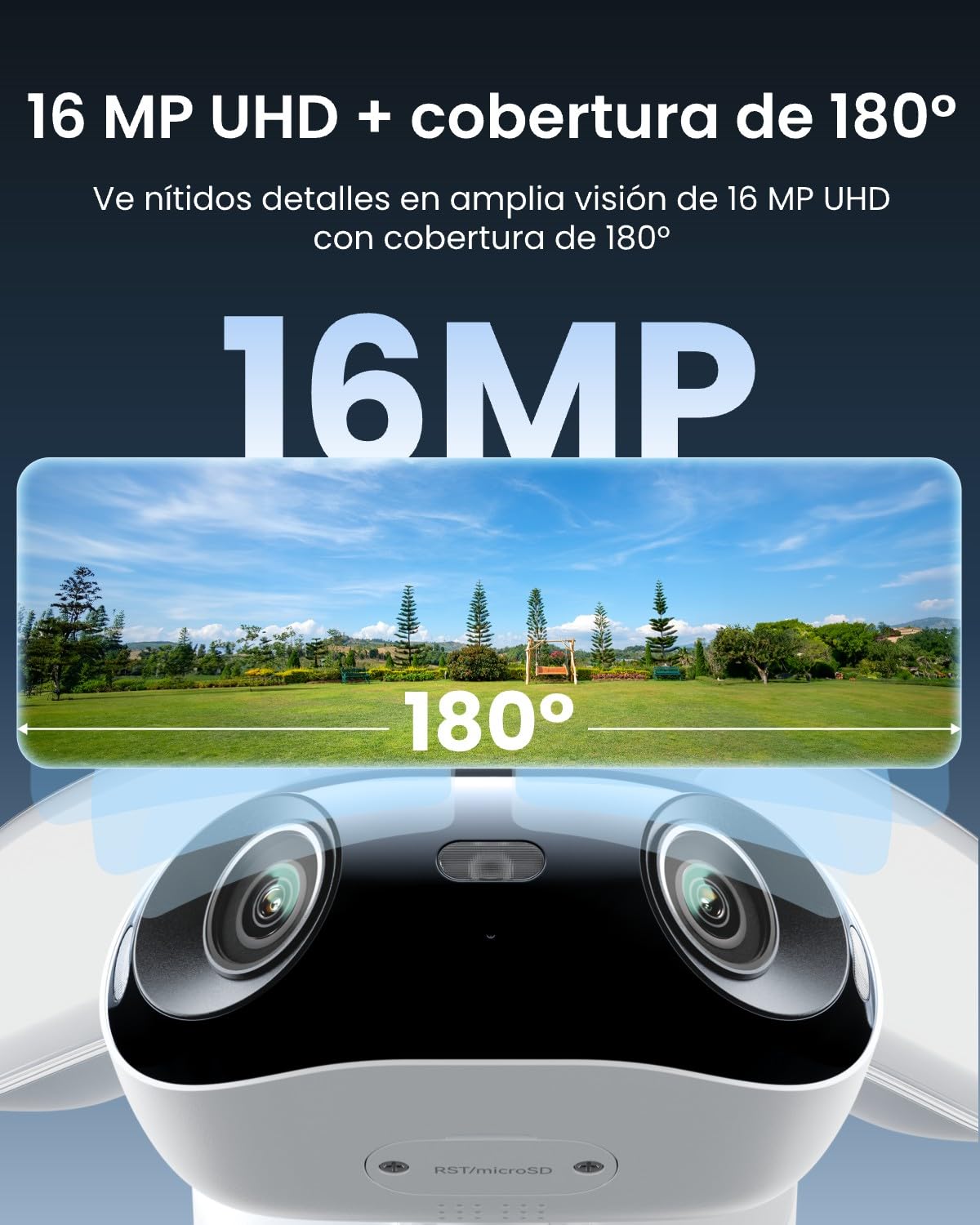 Reolink 16 MP Cámara Doble Lente de 180 °, Elite Pro Floodlight PoE | iluminación de 2800 lúmenes, visión Nocturna con Todo Color, detección Inteligente, grabación 24/7 con trayectoria