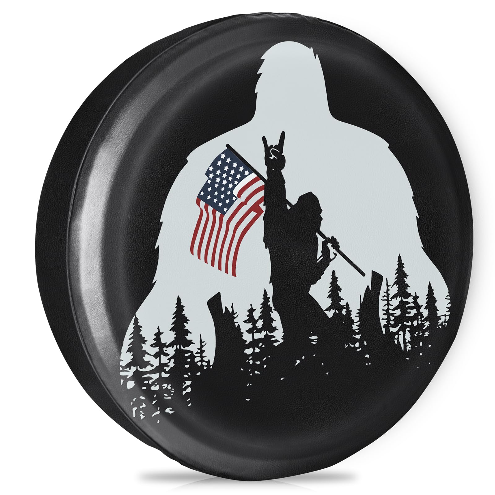Spare Tire Cover for RV Trailer, Waterproof PVC Leather Wheel Cover, Camper Tire Covers with American USA Flag for RV Trailer, Jeep, Truck, SUV 16