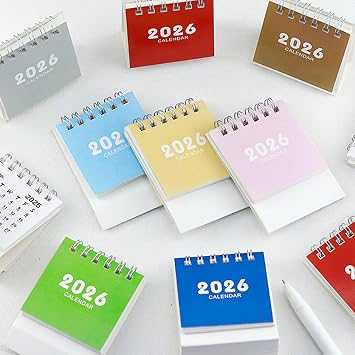 2026 Desk Calendar Twin-Coil Binding 17 Month Paper From Aug 2025 to Dec 2026 Office Tabletop Calendars Planner Space Saving Desk