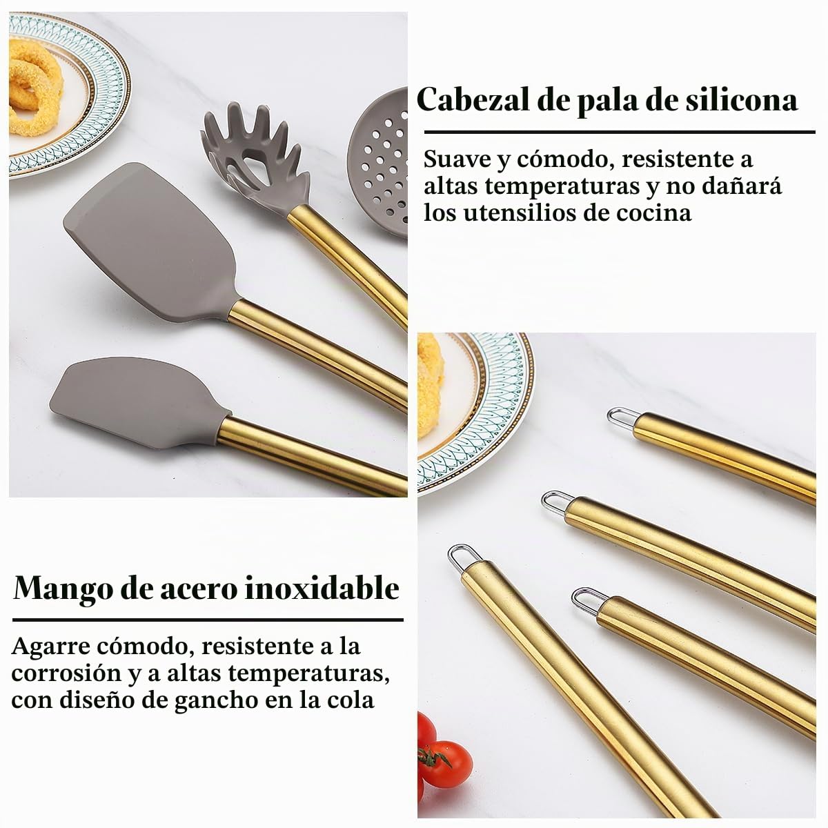 Juego de Utensilios de Cocina, Kyraton Juego de 38 Utensilios de Cocina de Silicona con Soporte para Utensilios, Juego de Espátulas y Cucharas, Gadgets de Cocina Antiadherentes,Aptos para Lavavajillas