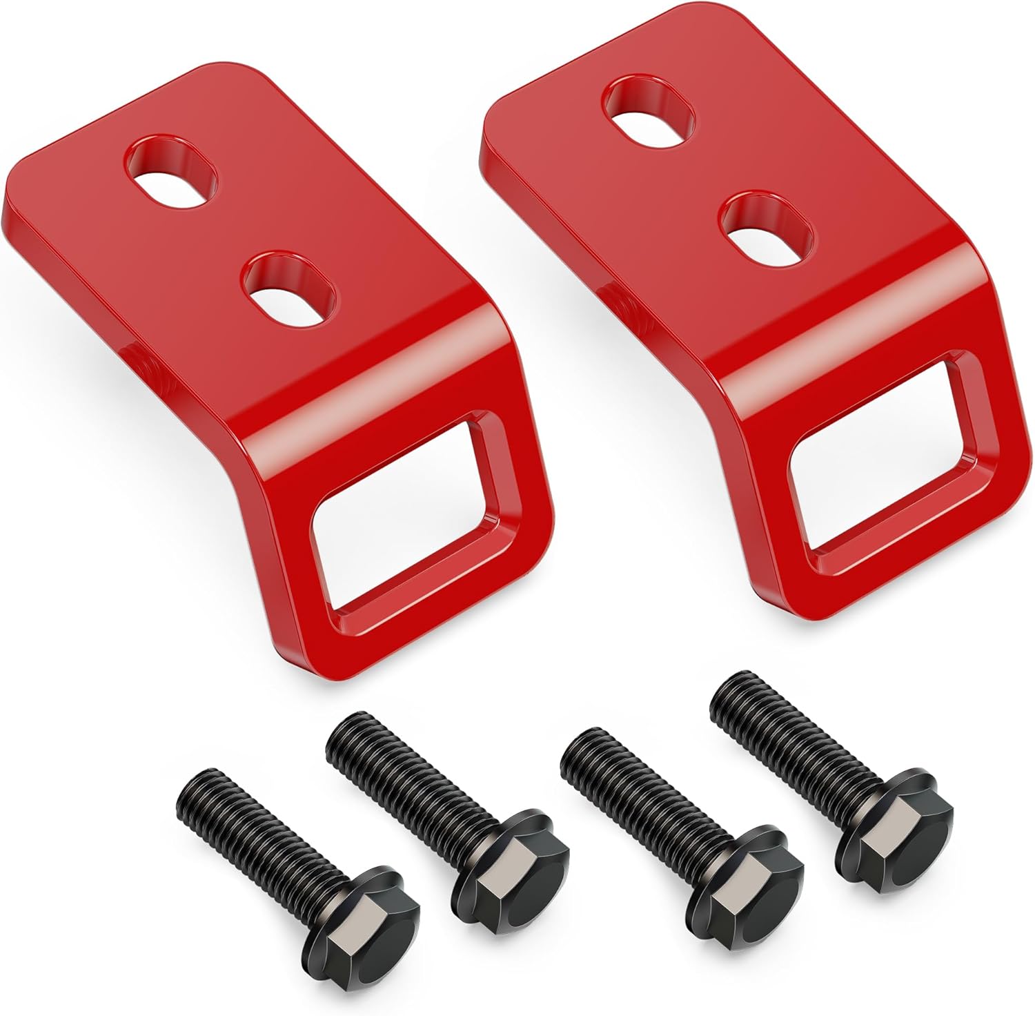 RENO Rear Tow Hooks, 304 Stainless Steel Recovery Hook Compatible with 4Runner / FJ Cruiser/Land Cruiser/Land Cruiser Prado / GX460 / GX470, Replace OEM 5196335110, 51095-60030 (Red, Pack of 2)