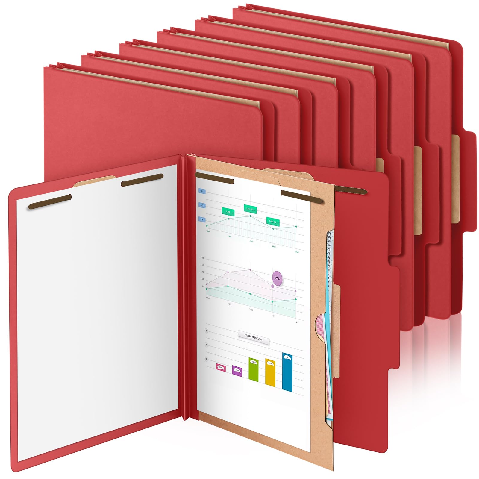 12 Pcs Classification Folders 1 Pocket Divider Medical Folder, Red