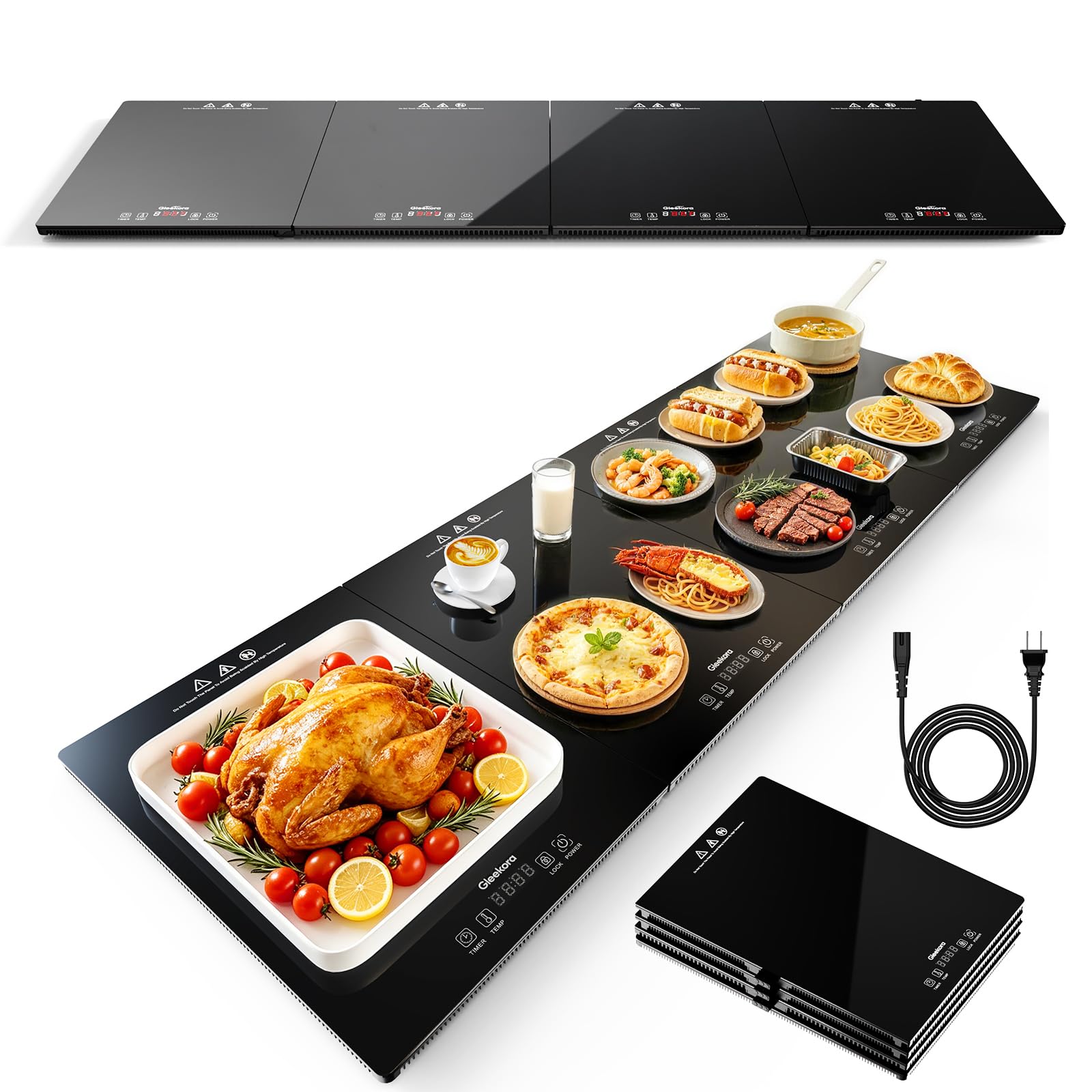 4-in-1 Food Warming Tray with Independent Temp &amp; Timer