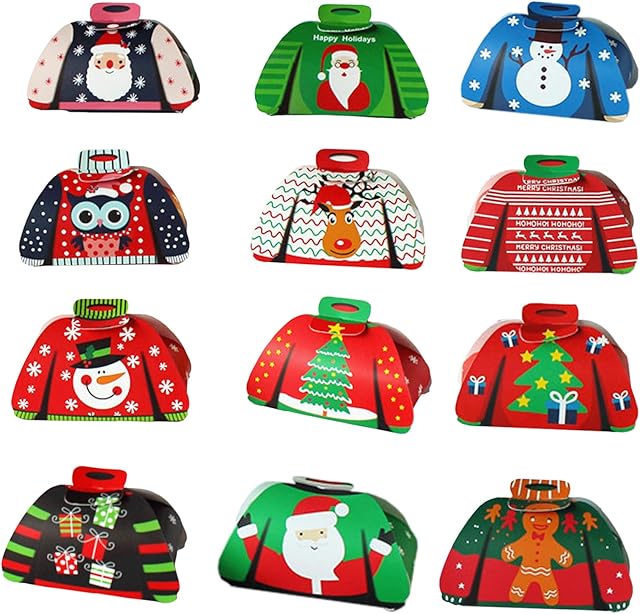 24Pcs Christmas Candy Boxes ZONSTORE-Christmas Cookie Boxes Gift Boxes Bakery Boxes Treat Boxes Holiday Bakery Food Container for Wedding Xmas Eve Party Decorations Supplies24 mixed packs