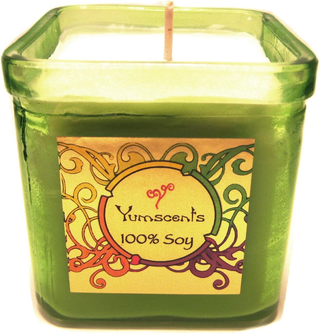 Yumscents BlackBerry Frankincense Soy Candle in Decorative Green Recycled Glass Container, 8-Ounce