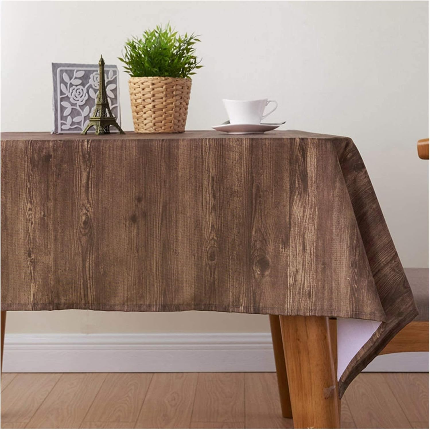 Living Room Accessories 100% Polyester Wood Printed Tablecloth Rectangle Waterproof Oilproof Tea Table Cover Dining Table Decoration (Specification: 90x1 image 3