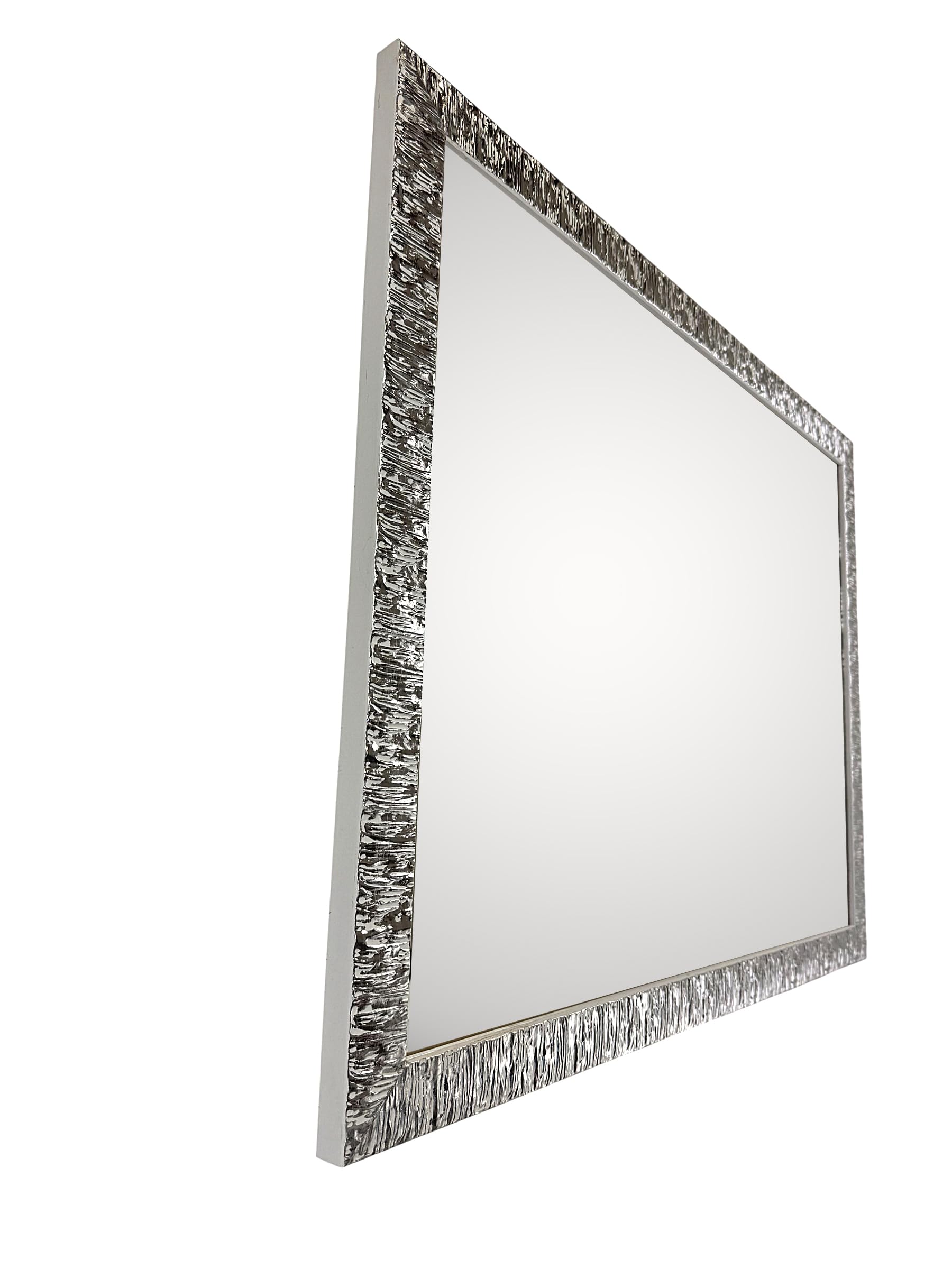 ITALIA CORNICI Maestri Artigiani - Specchiera da Parete Moderna Bianco Argento Rettangolare 90x70 cm