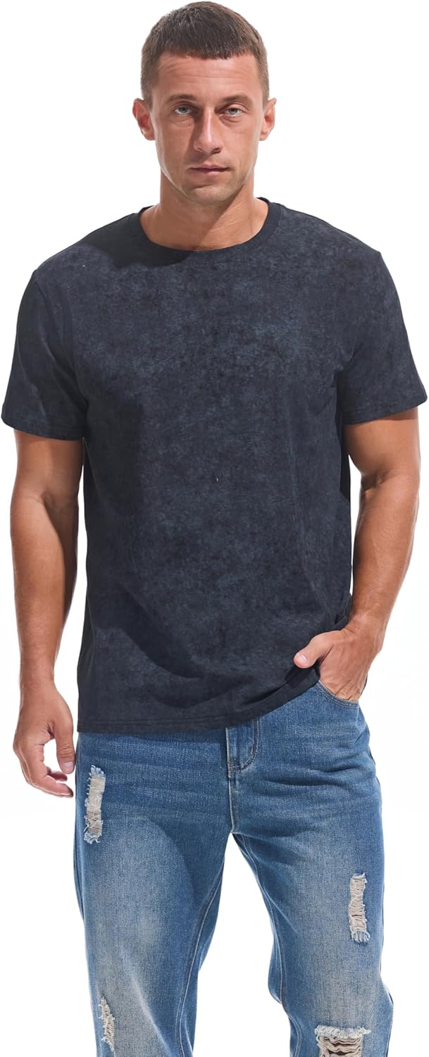 VEIISAR Men's Crew Neck T Shirt - Fitted Elastic Tees Fresh Print Tshirts - Pattern & Color 20+ - Image 5