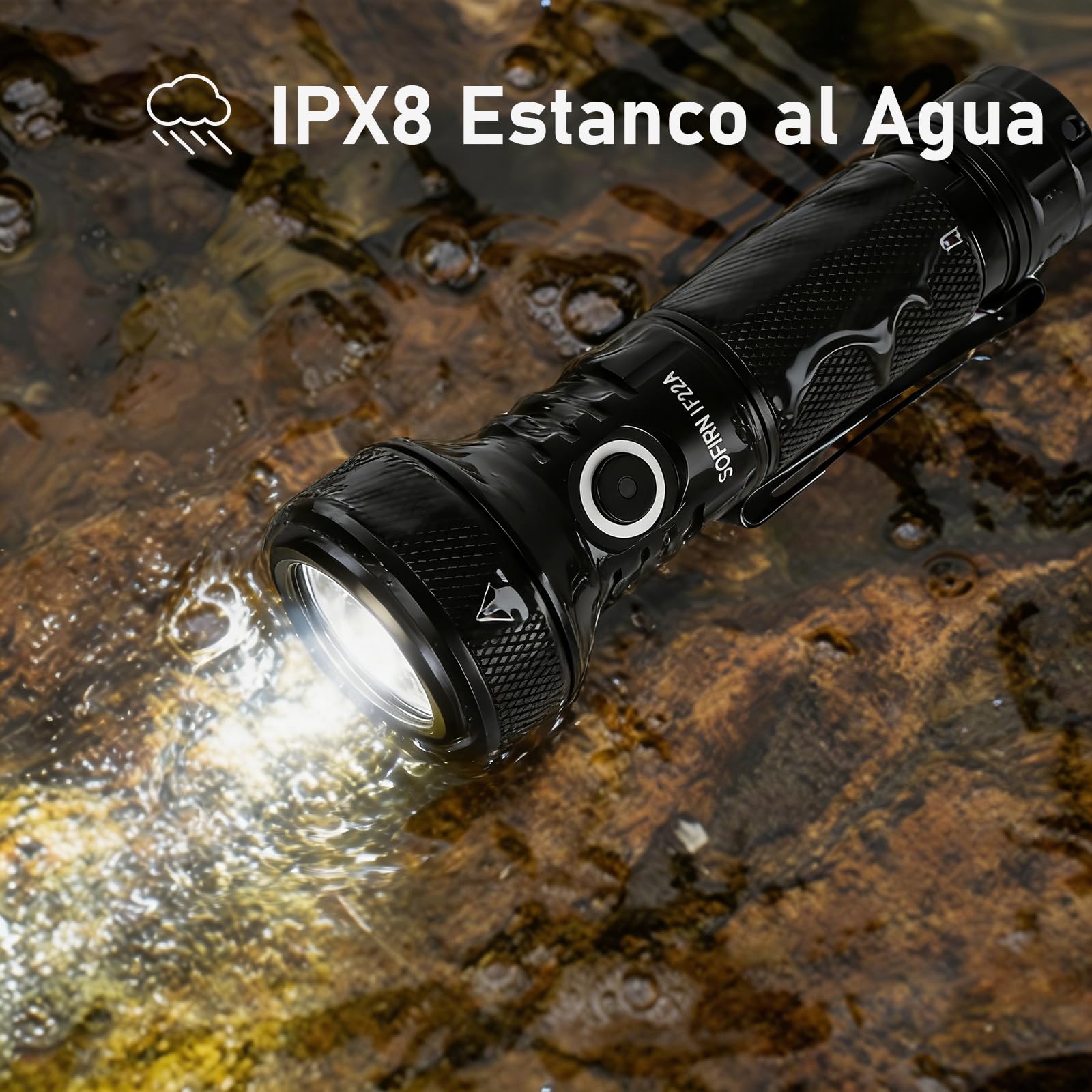 Sofirn Linterna Led Recargable 2100 Lúmenes, IF22A TIR Versión Exteriores Linterna Lanzadora USB C Manejable Ligera Ultra Brillante con 6 modos