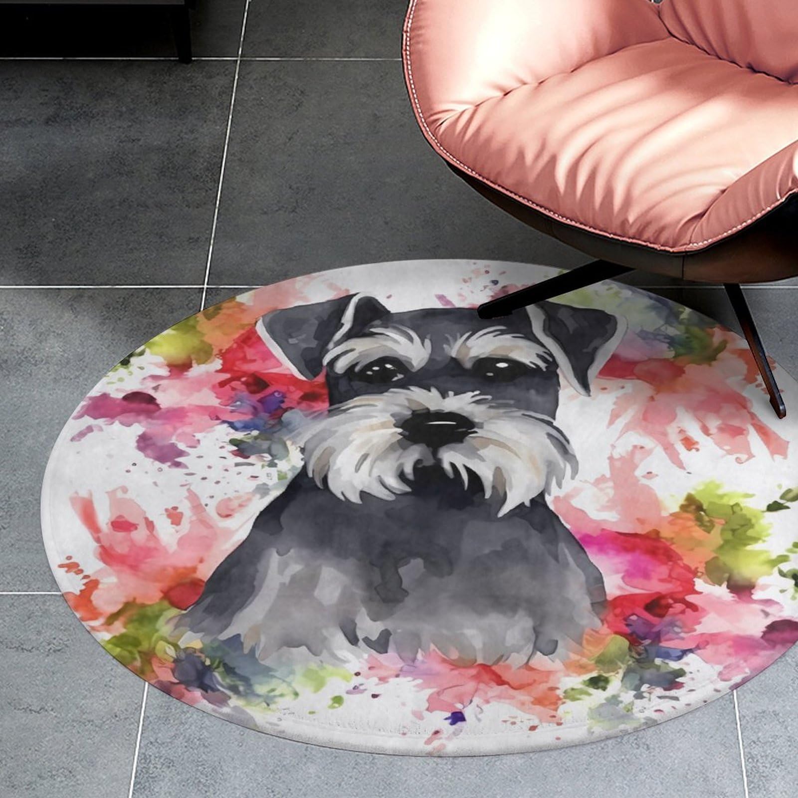 Tapis de salle de bain en peluche absorbante, style Schnauzer pour une décoration chaleureuse
