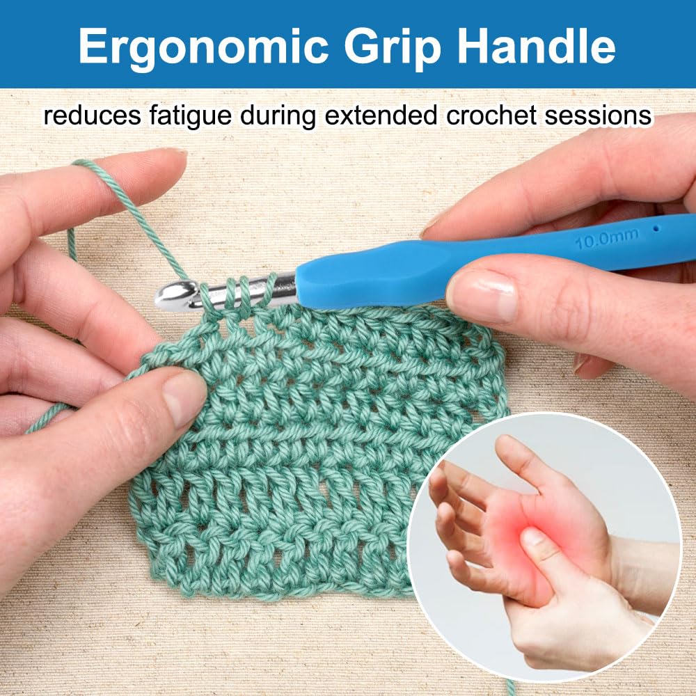 Lot De 6 Crochets à Tricoter 6mm à 10mm - Ergonomiques Pour Tricot Et Crochet DIY
