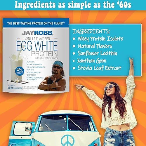 Miniatura 12 de Jay Robb Egg White Protein Powder- Proteína de clara de huevo en polvo, baja en carbohidratos, Keto, vegetariana, sin gluten, sin lactosa, azúcar